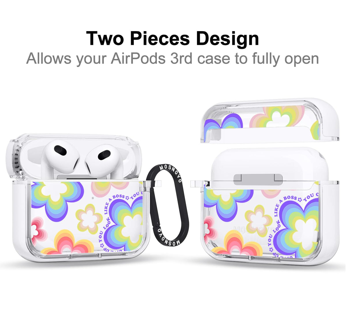 MOSNOVO AirPods 3 case with luxe metal ring for quick access.