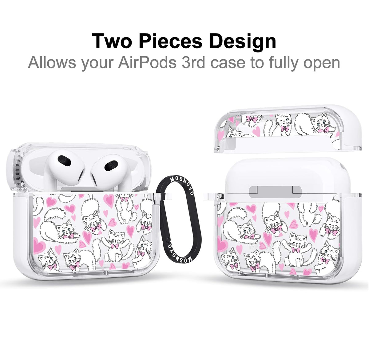 MOSNOVO AirPods 3 Case, metal ring attachment for easy access and secure carry.