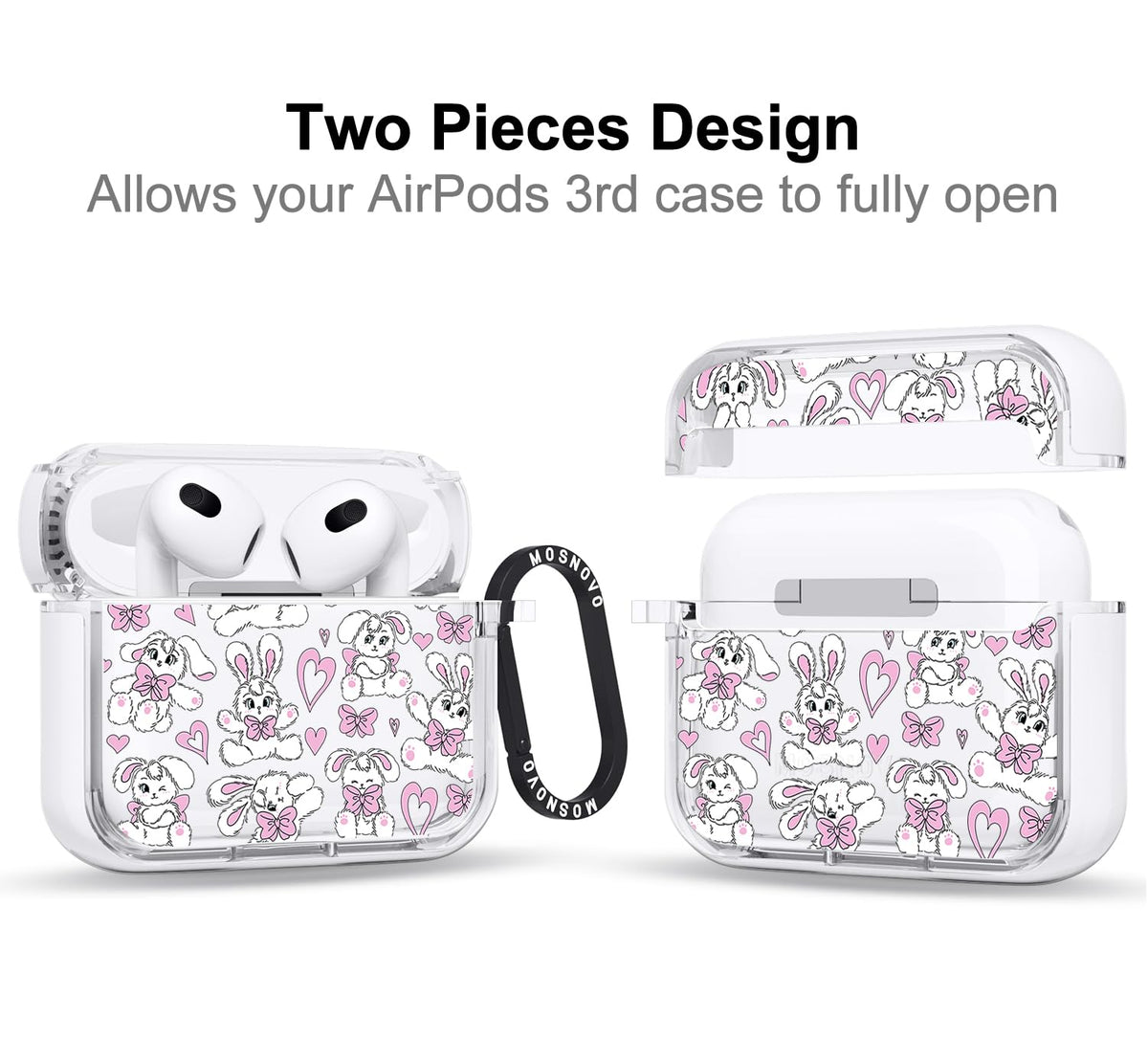 MOSNOVO AirPods 3rd Gen case with luxe metal ring for easy access