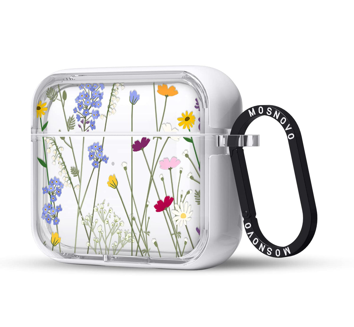 MOSNOVO AirPods 3 clear case with front view offering sleek protection and crystal clarity.