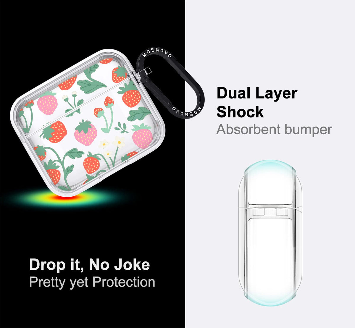 MOSNOVO AirPods 3 clear material resists yellowing for lasting clarity.