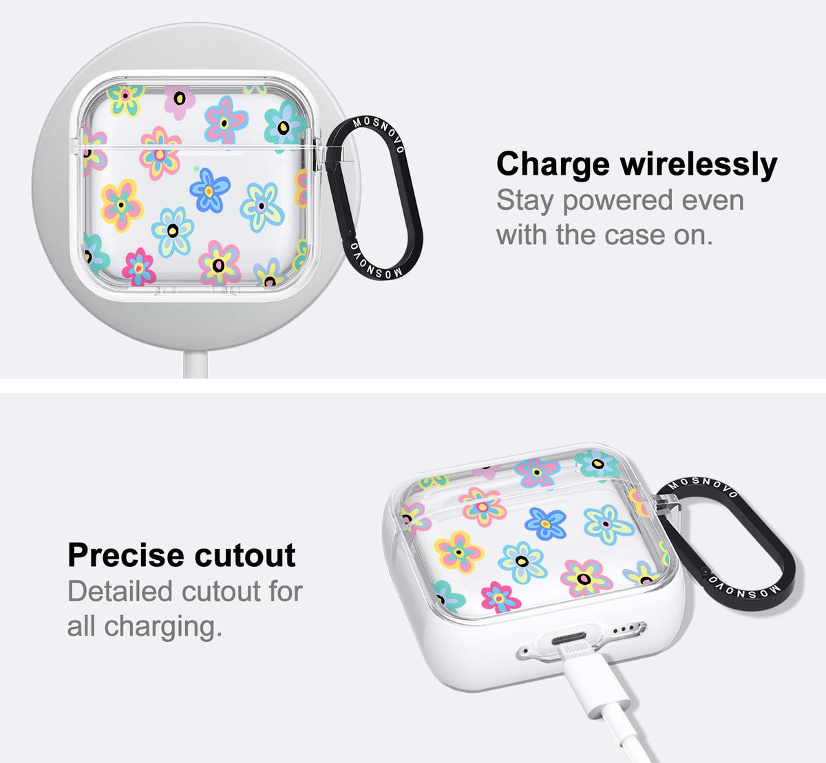 MOSNOVO AirPods 4 case includes removal tool for easy swaps.