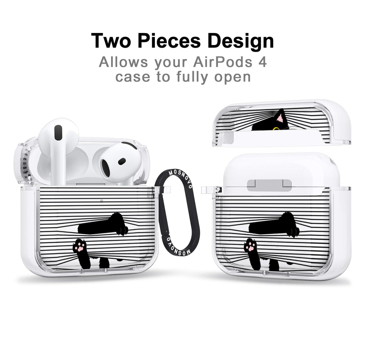 MOSNOVO AirPods 4 case with luxe metal ring for quick access
