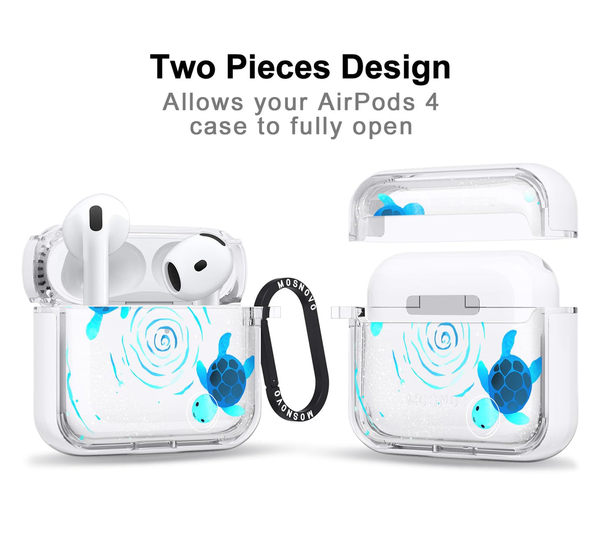 MOSNOVO AirPods 4 case with metal ring for easy access on the go.