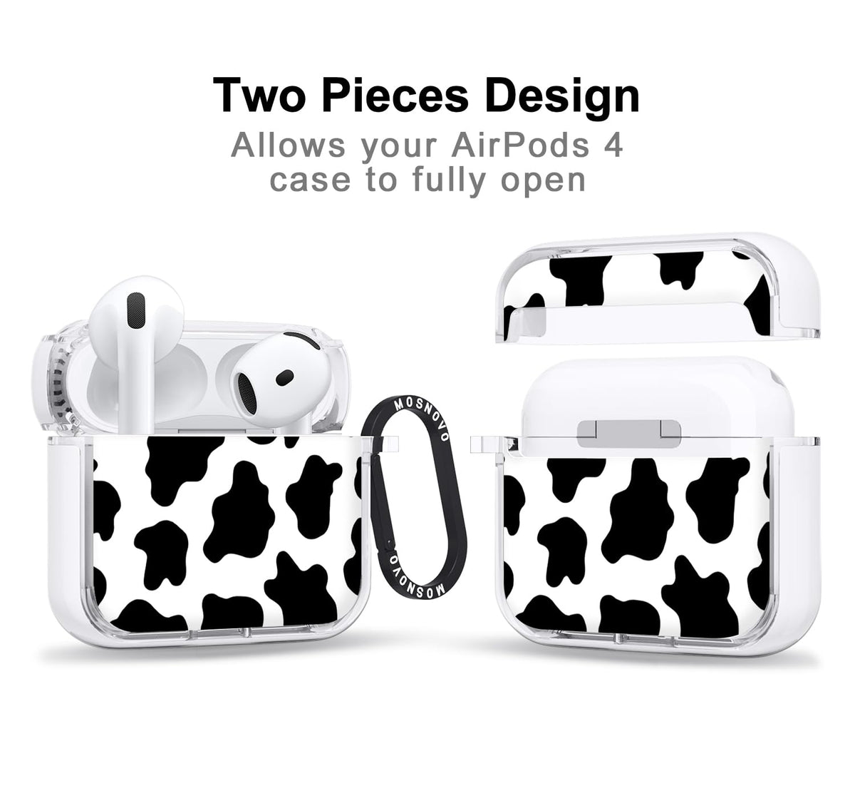MOSNOVO AirPods 4 case with luxe metal ring for quick access.