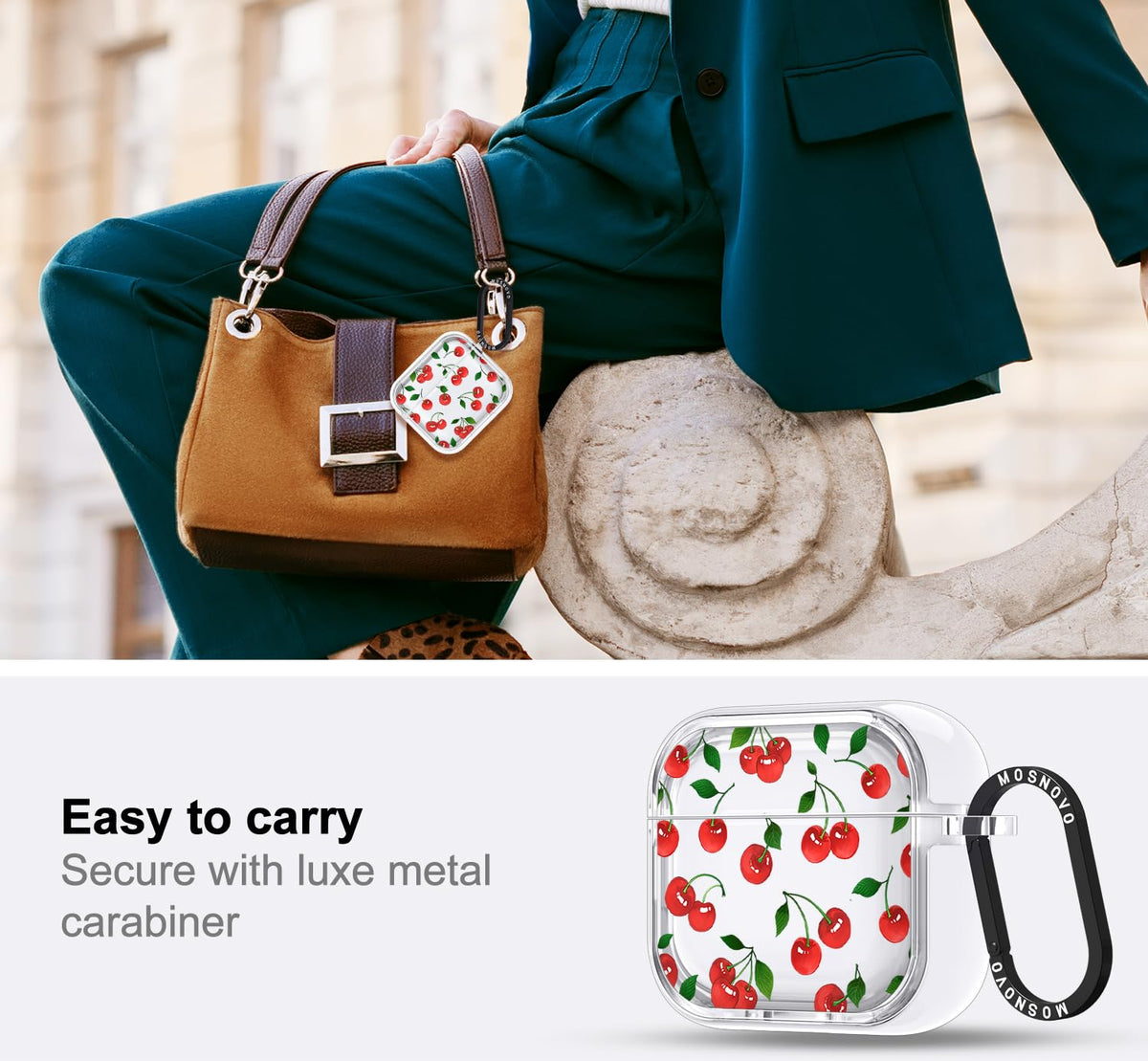 MOSNOVO AirPods 4 case with luxe metal ring for quick access