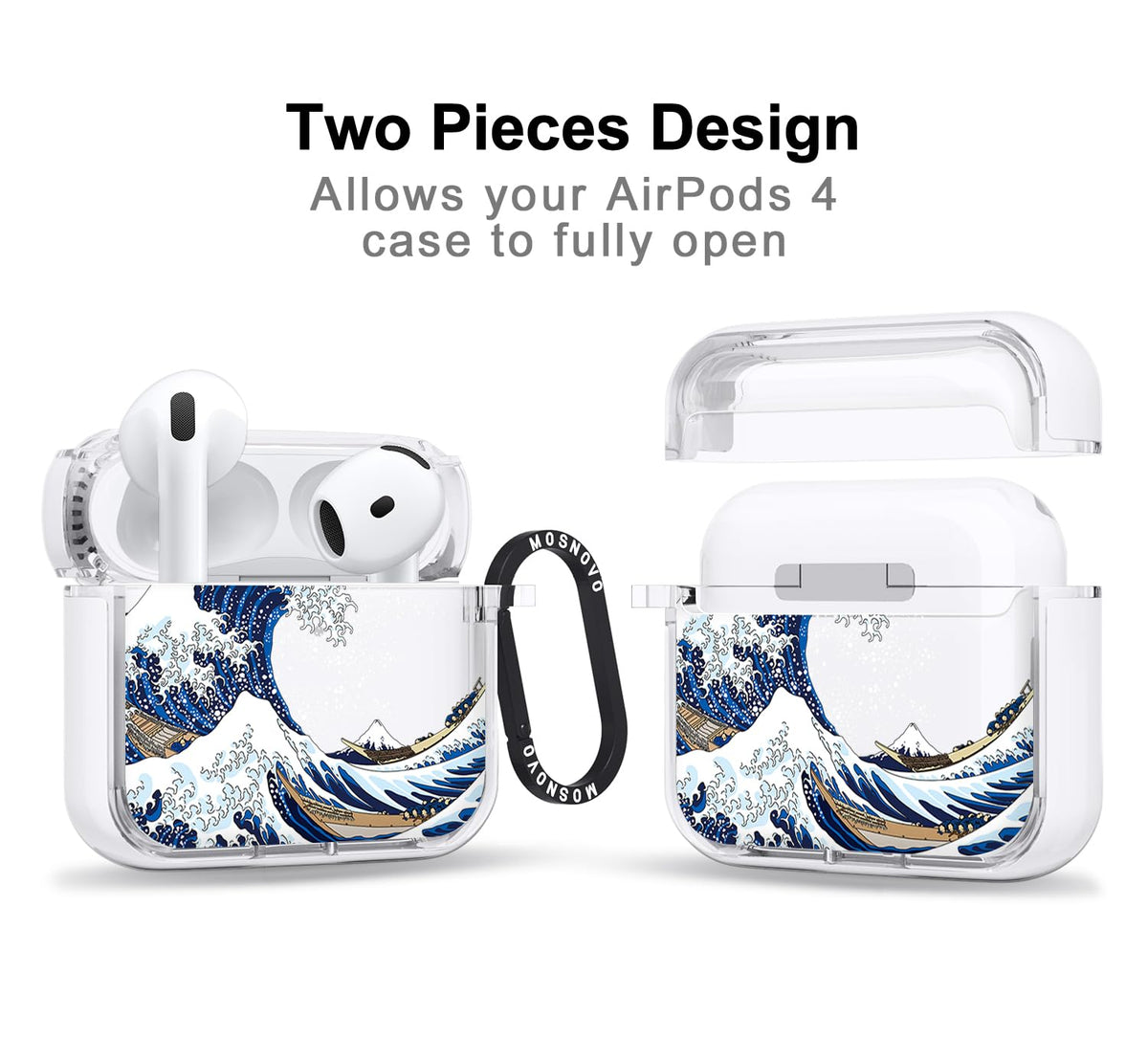 MOSNOVO AirPods 4 case demonstrating wireless charging compatibility