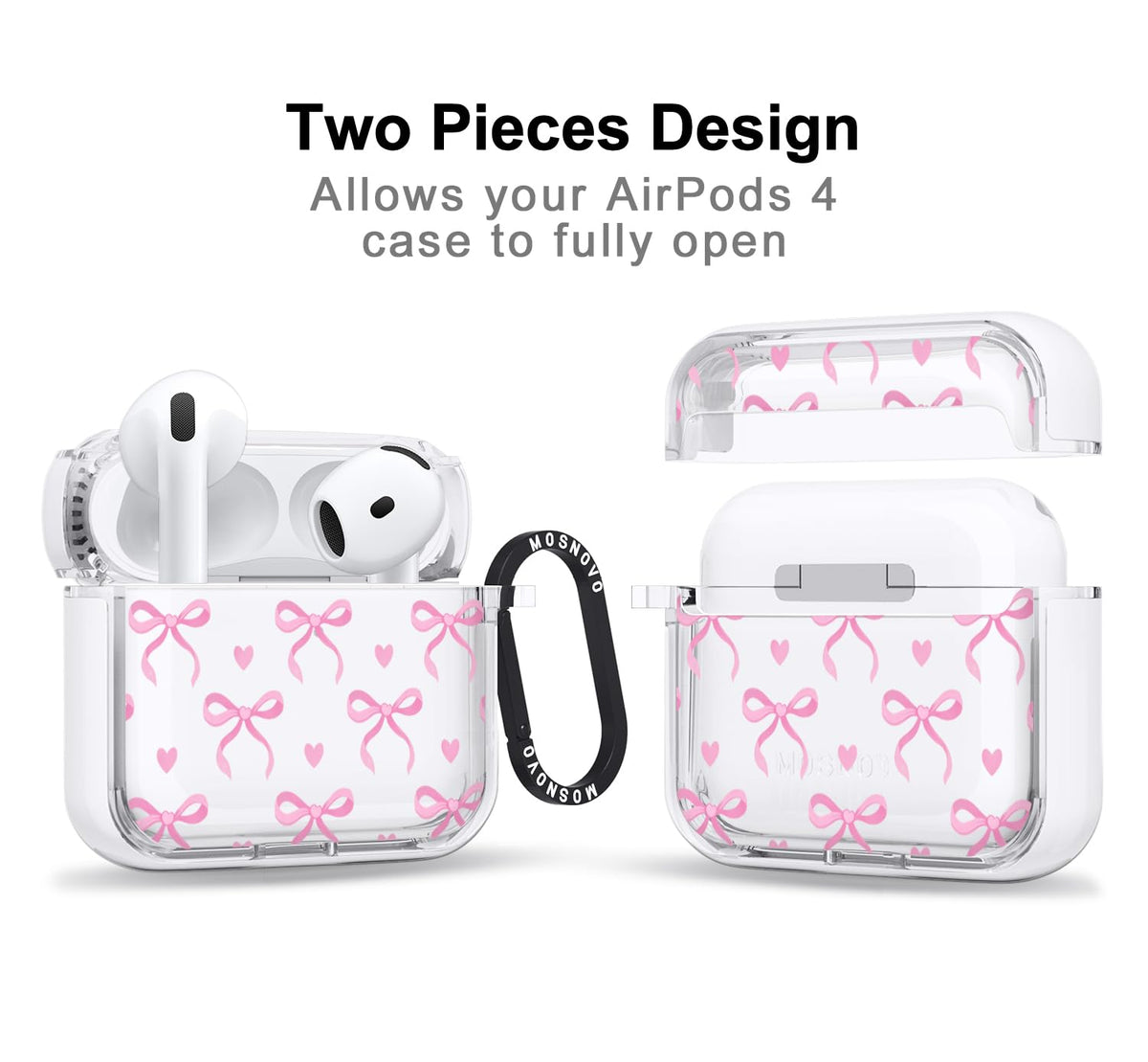 MOSNOVO AirPods 4 shockproof metal ring keeps your case within easy reach.