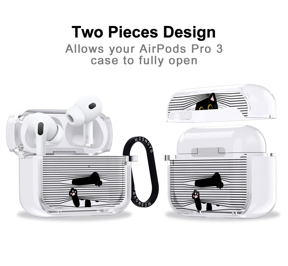 MOSNOVO close back hinge detail on AirPods Pro 3 case, durable protection benefit