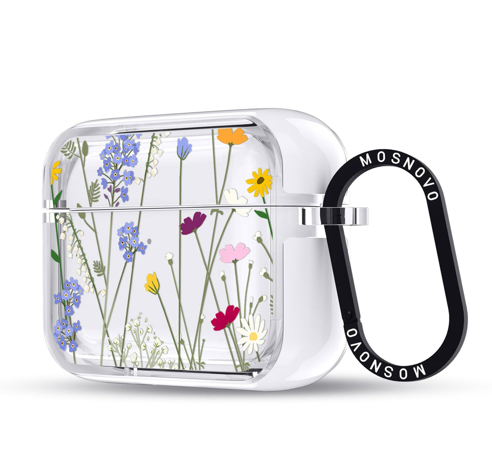 MOSNOVO case front view showing Floral Garden design and clear protection benefits