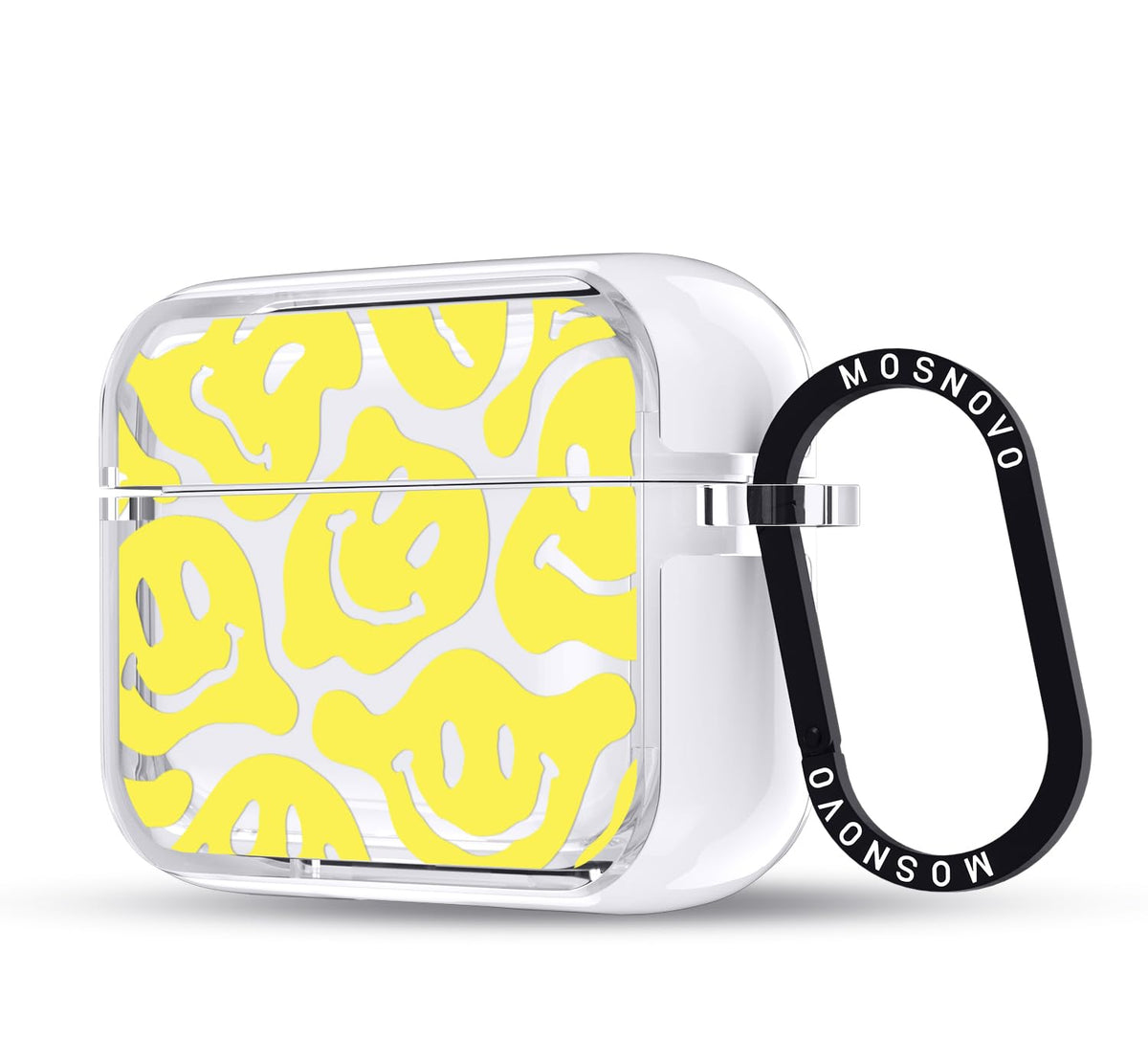 MOSNOVO front view of Melted Yellow Smiles case showing clear protection and style benefit