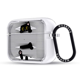 MOSNOVO front view showing clear case and Hidden Black Cat design, protective and stylish
