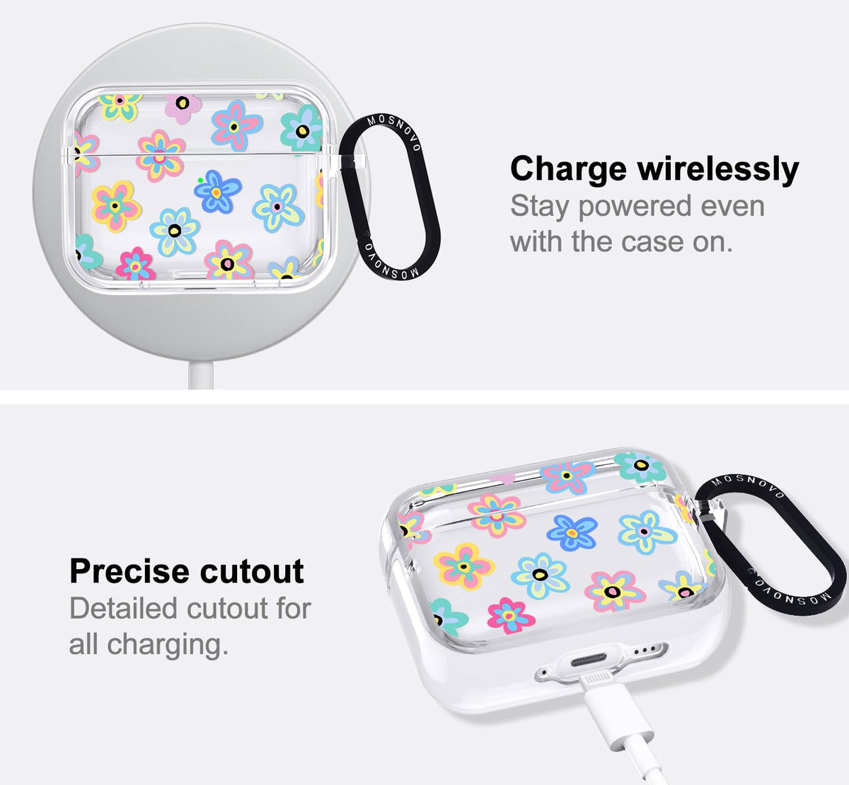 MOSNOVO bottom cutout detail for easy Lightning and wireless charging access