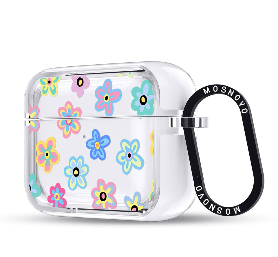 MOSNOVO Groovy Flower front view showing clear case and floral design, protects and displays