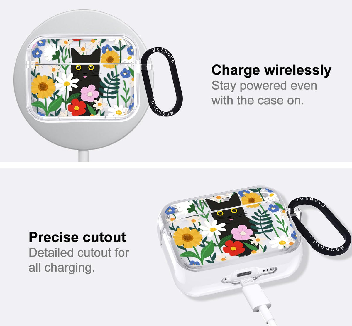 MOSNOVO case clipped to a bag demonstrating portability and hands-free convenience benefit