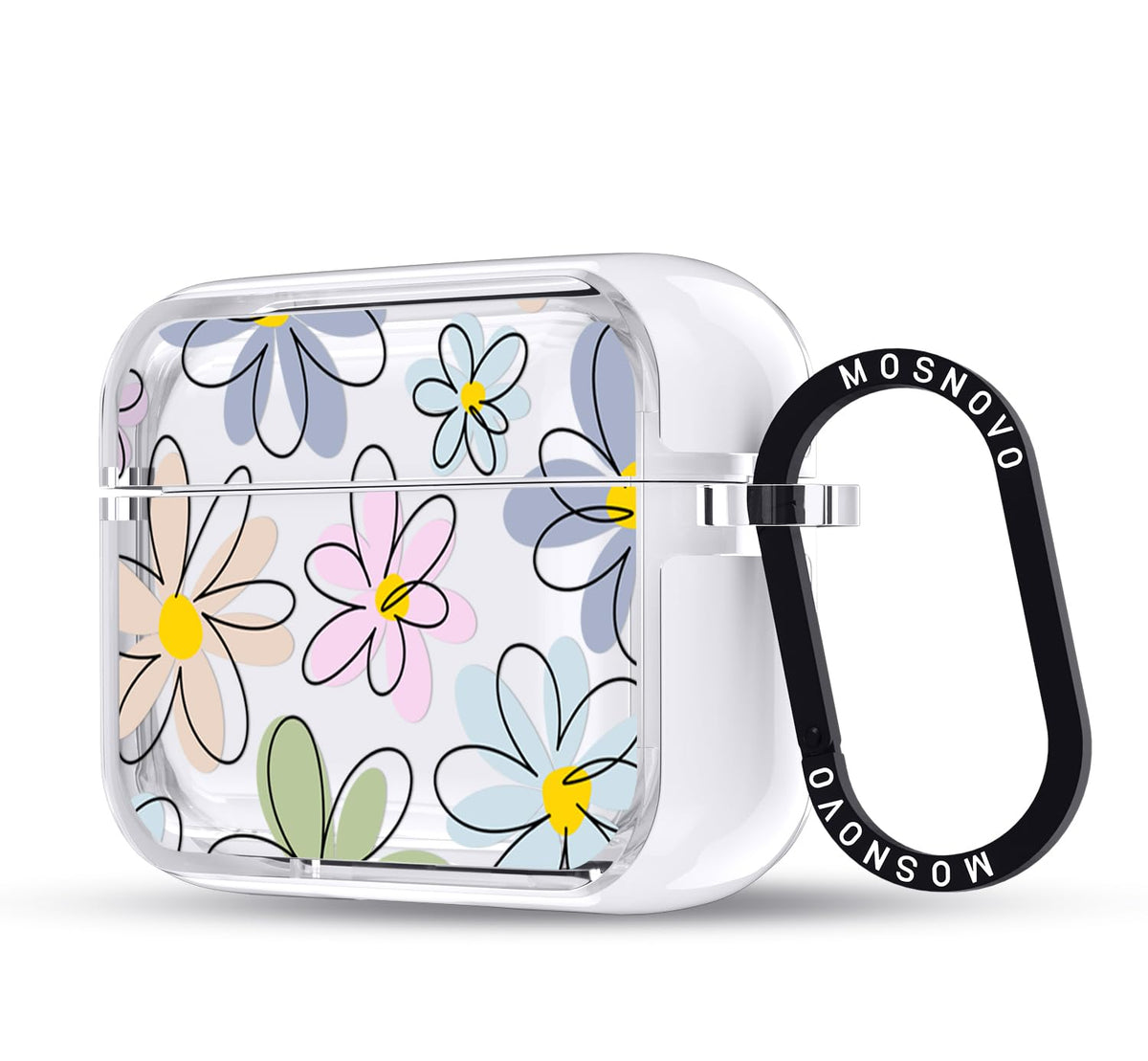 MOSNOVO clear case front view showing Linear Blooms and protection benefit