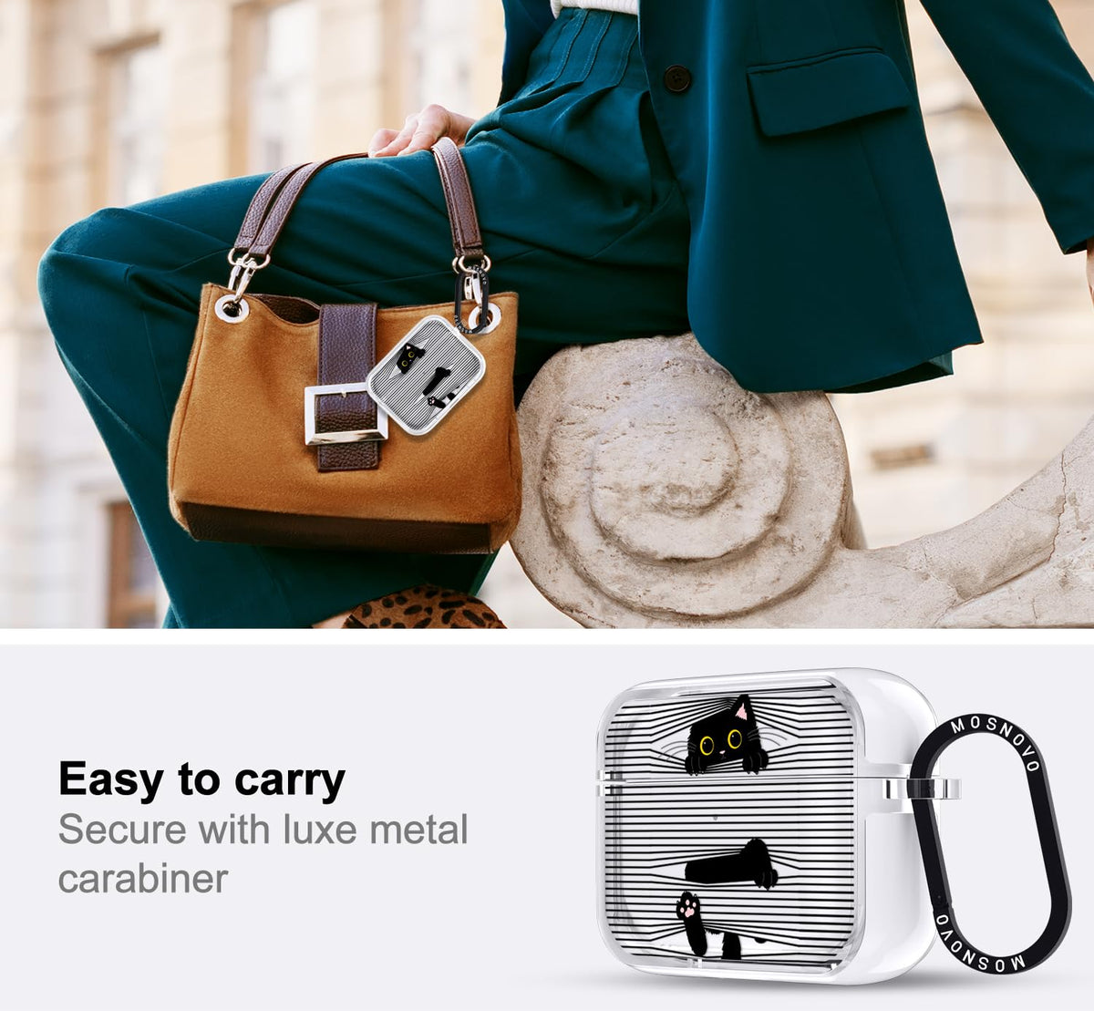 MOSNOVO premium metal ring close-up, secure attachment for easy carrying