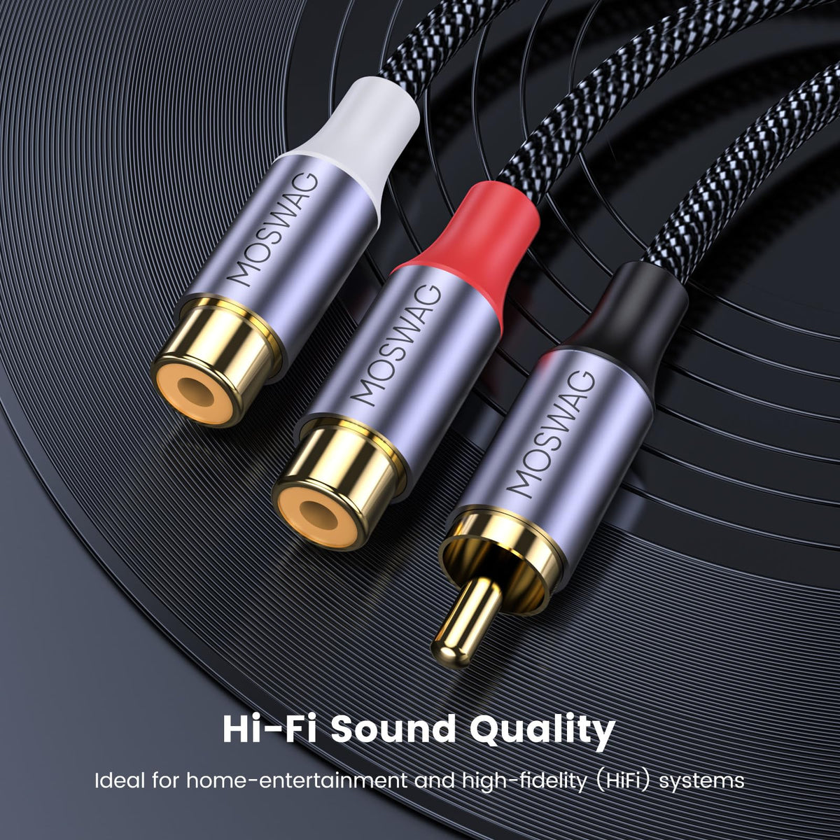 MOSWAG oxygen-free conductors closeup highlights high-purity audio transmission.