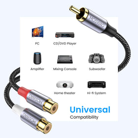 MOSWAG pack of 2 RCA cables ready for home theater and gaming setups.