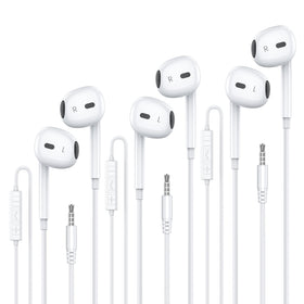 MOSWAG wired earbuds with 3.5mm gold-plated plug for universal fit.