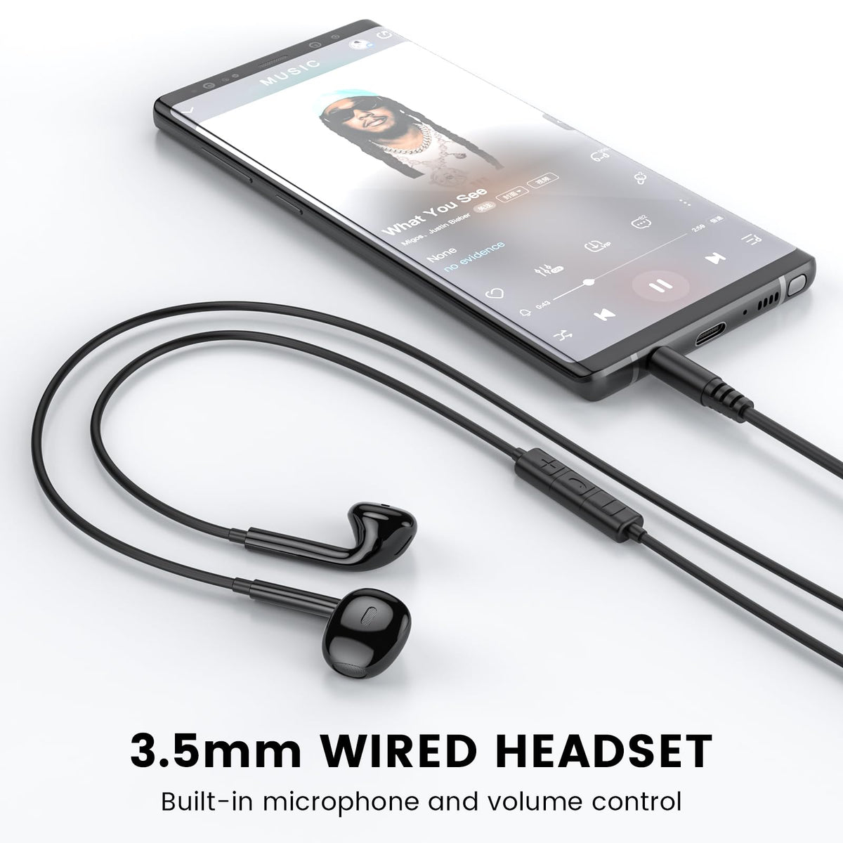 MOSWAG earbuds with built-in microphone and inline controls for hands-free calls