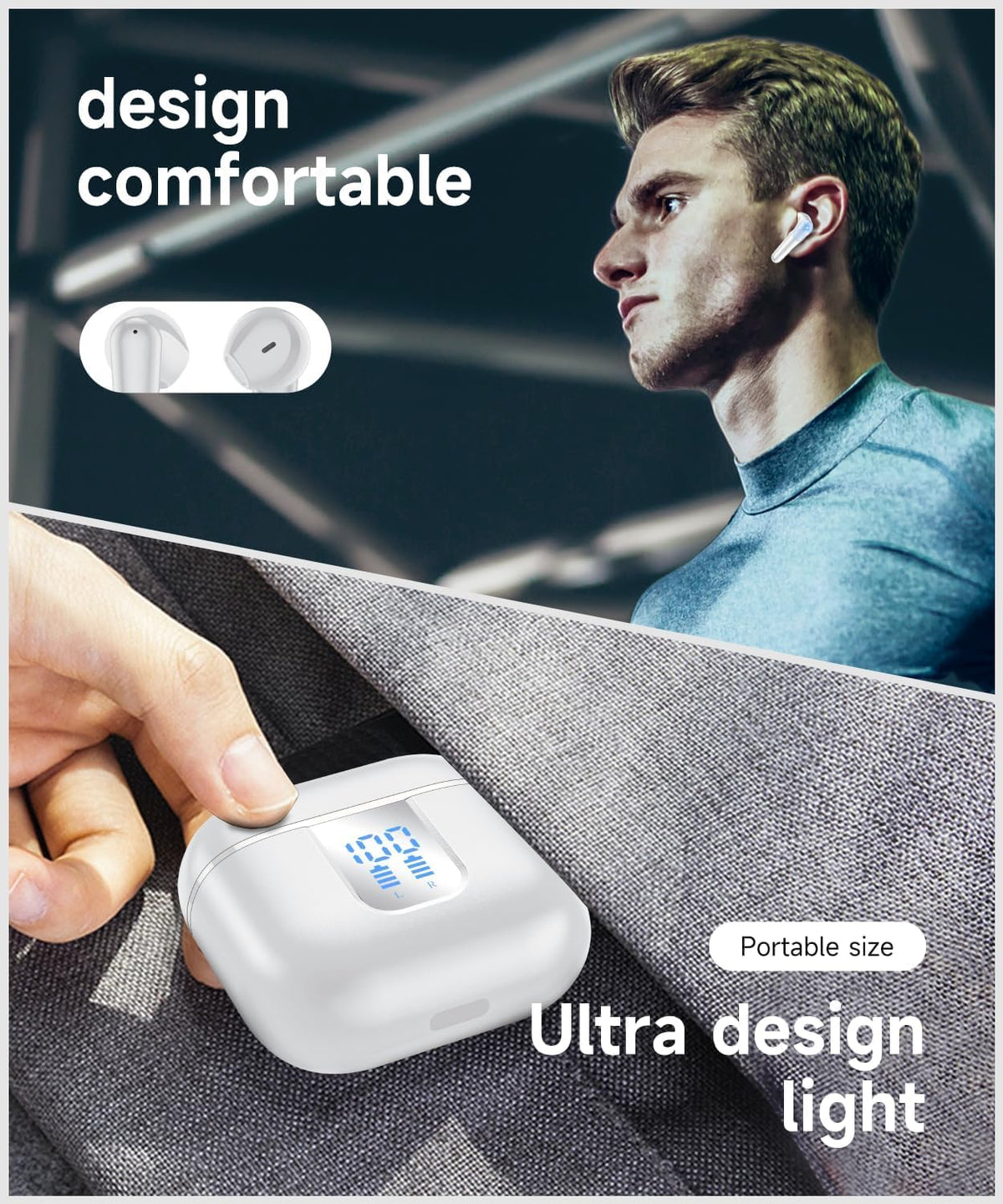 Mosyxe long battery life with 42-hour total playtime for travel and daily use.