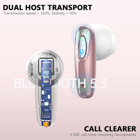 Motast Rose Gold earbuds worn during a run with secure semi-in-ear fit.