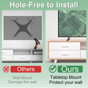 Motiexic Insignia TV leg set installed on TV showing flush, space-saving setup