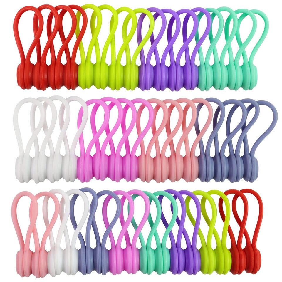 Motiloo magnetic cable ties in eight colors for easy desk organization and quick cable identification.