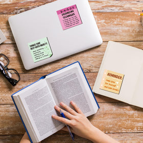 Motipuns notebook and gadget stickers provide quick reminders