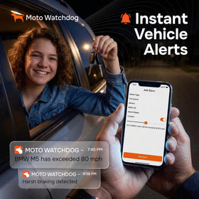 Moto Watchdog geofence alerts notify entry and exit from defined zones.