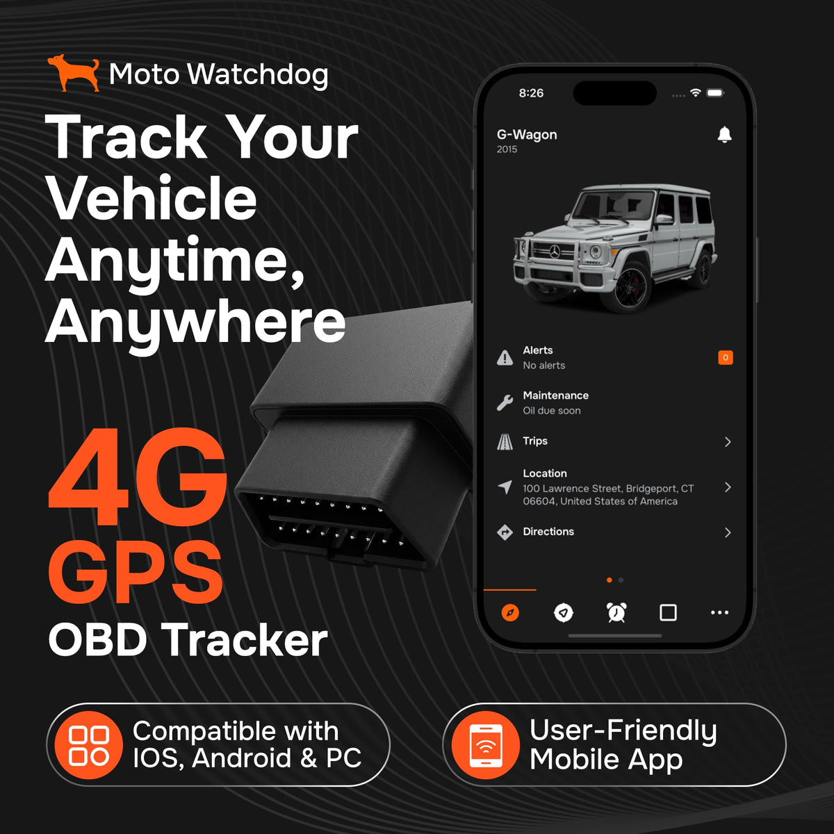Moto Watchdog mileage tracking helps monitor trips and fuel efficiency.