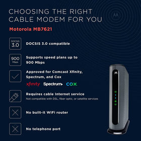 Motorola MB7621 packaging content keeps essential accessories organized