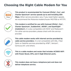 Motorola MG7550 built-in firewall and protection for home networks.