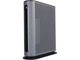 Motorola MG7550 front view: all-in-one space-saving modem and router for home networks.