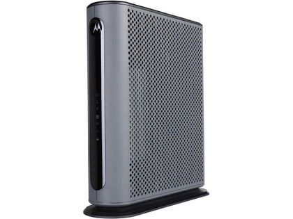 Motorola MG7550 front view: all-in-one space-saving modem and router for home networks.