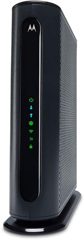 Motorola MG7550 front view showing router design and LEDs for easy setup