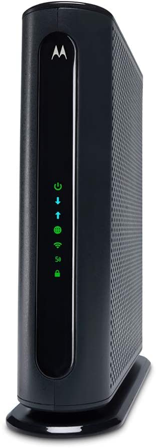Motorola MG7550 front view showing router design and LEDs for easy setup