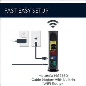 Motorola MG7550 vertical design profile saves space and improves cooling.