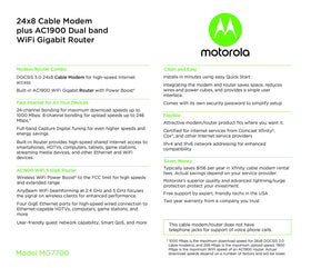 Motorola MG7700 box contents layout ready for quick setup and activation.