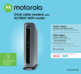 Motorola MG7700 setup guide image illustrating simple self-installation steps.