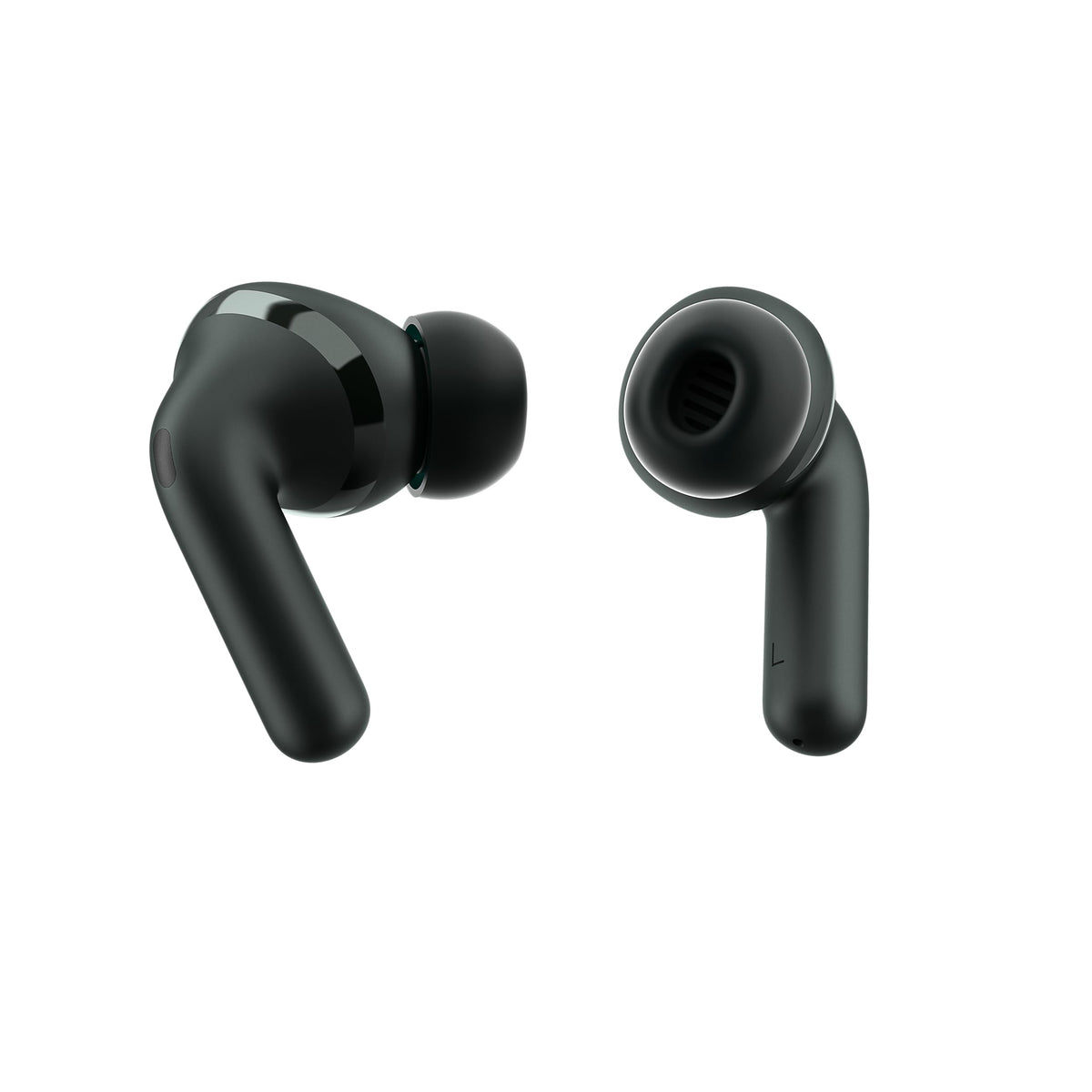 Motorola Moto Buds+ earbuds worn in ear delivering Bose-tuned noise cancellation