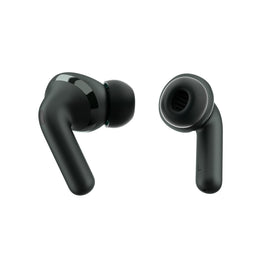 Motorola Moto Buds+ earbuds worn in ear delivering Bose-tuned noise cancellation