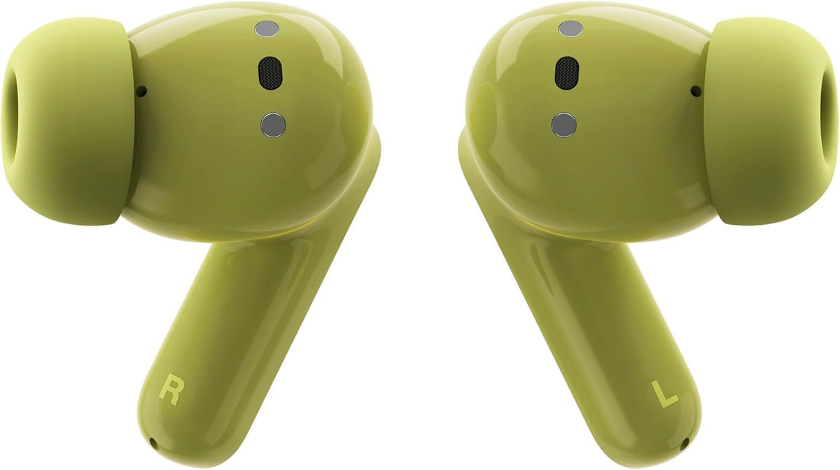 Motorola Moto Buds close-up of earbud texture and finish, for comfortable secure fit