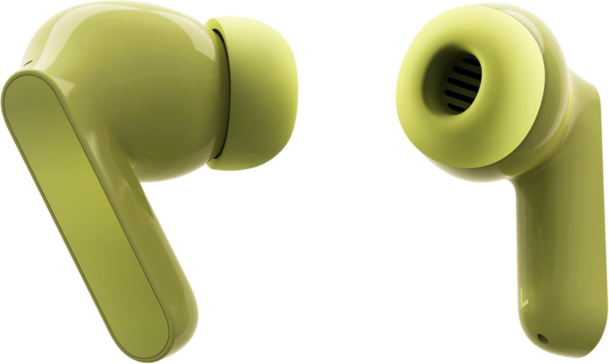 Motorola Moto Buds held in hand for scale, illustrating pocket-friendly compact size