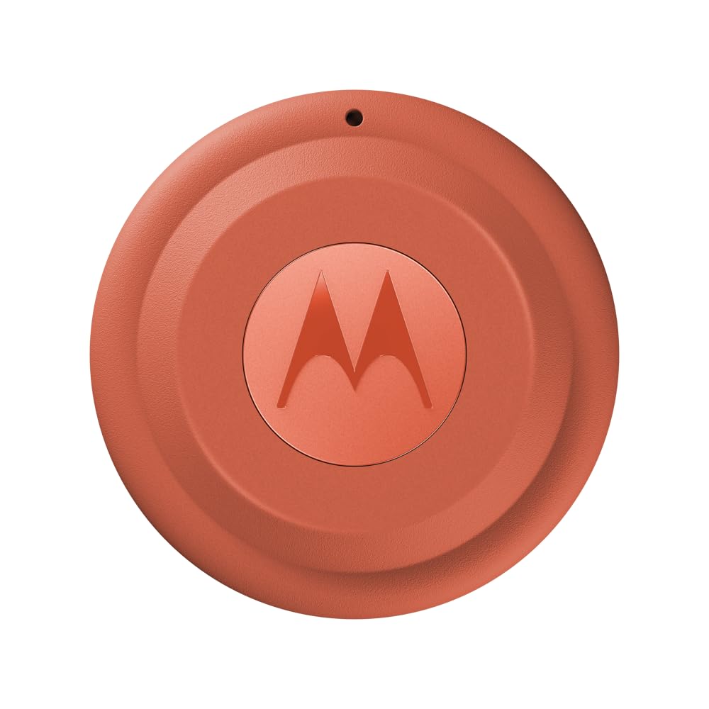 Motorola Moto Tag 2 front view showing compact tracker and easy identification benefit