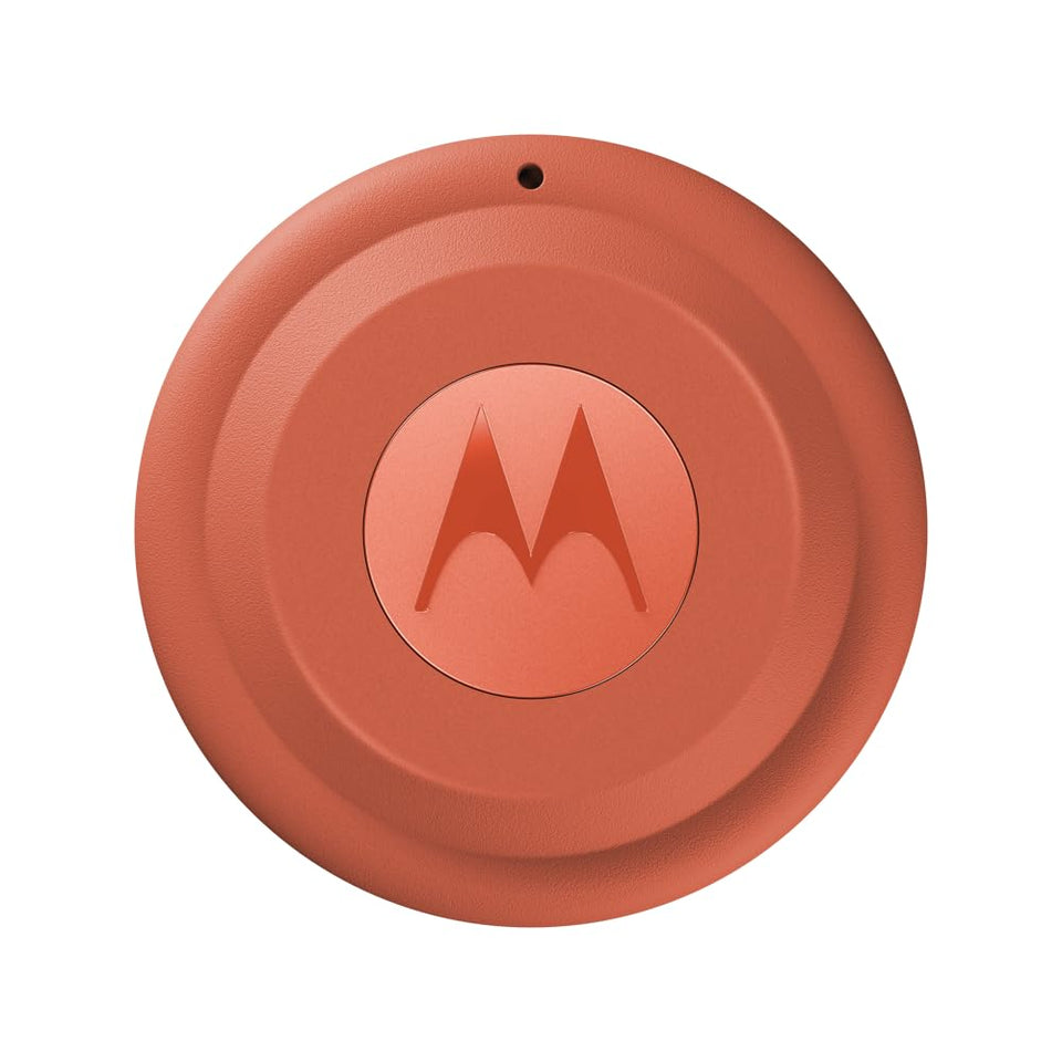 Motorola Moto Tag 2 front view showing compact tracker and easy identification benefit