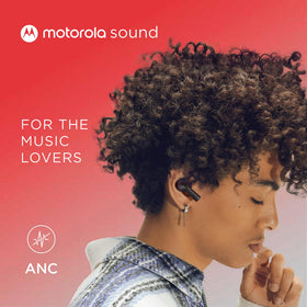 Motorola Sound Moto Buds 500 charging case open with earbuds, showing wireless charging benefit