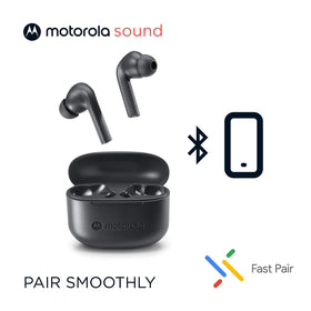 Moto Buds065 charging case showing easy top-up on the go.
