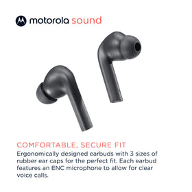 Moto Buds065 IPX4 rating protects against sweat and rain during workouts.